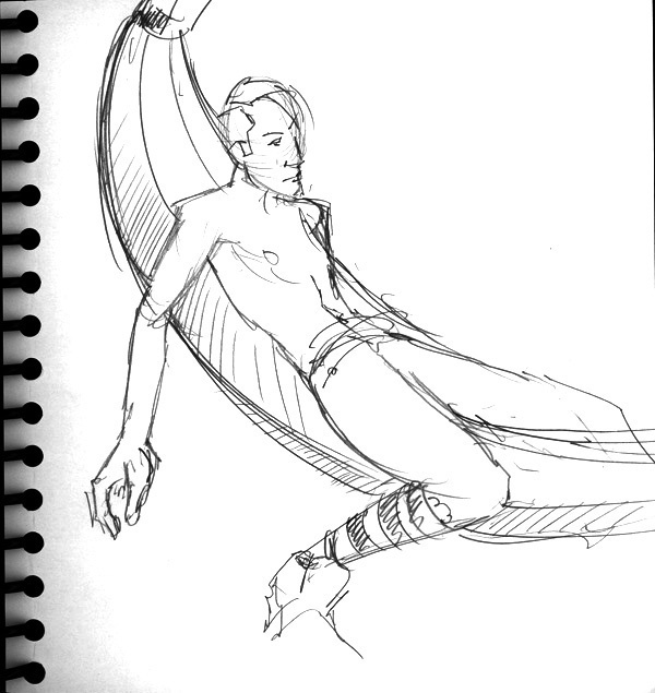 Dr Sketchy's, Male with Banana Boat