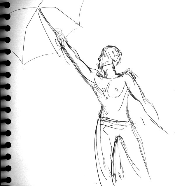 Dr Sketchy's, Male with Umbrella
